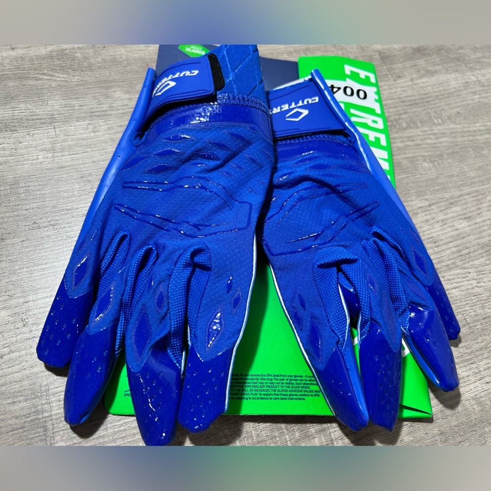 Cutters Extreme Grip Rev Pro 5.0 Football Gloves Blue Men’s Size XL C Track Grip